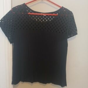 American Eagle Outfitters Black Short Sleeve Cotton Top